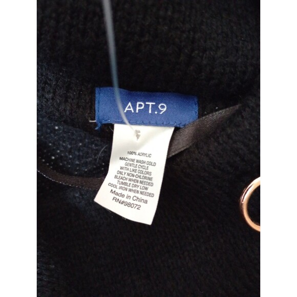 APT. 9 Black Riding Cape Closed Knit Neck Clasp and Buttons One Size Fits Most - Picture 6 of 10